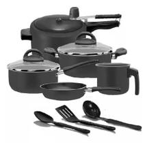 Conjunto de panelas elegan marpal antiaderente com pp preto