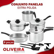 Conjunto de Panelas Extra Polida Com Panela de Pressão Com Tampa Oliveira 8 peças