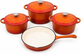 Conjunto de Panelas Ferro Fundido Esmaltado 7 Peças Jogo de Cozinha com Tampas 3 Panelas Caçarolas 1 Frigideira Forno Fo Conjunto de Panelas Ferro Fundido Esmaltado 7 Peças Jogo de Cozinha com Tampas 3 Panelas Caçarolas 1 Frigideira Forno Fo