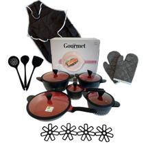 Conjunto de panelas gourmet aurora cerâmica premium antiaderente Conjunto de panelas gourmet aurora cerâmica premium antiaderente