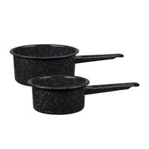 Conjunto de panelas Granite Ware, antiaderente de 1 e 2 litros, preto
