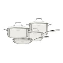 Conjunto de Panelas Grano 4 Peças Inox Tampa Vidro Tramontina