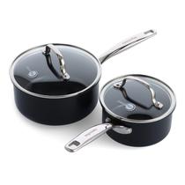 Conjunto de panelas GreenPan Prime Chatham 1L e 2L com tampas de vidro Conjunto de panelas GreenPan Prime Chatham 1L e 2L com tampas de vidro