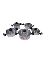 Conjunto De Panelas Grossas Jateadas E Tampas De Vidro 5 Pçs Conjunto De Panelas Grossas Jateadas E Tampas De Vidro 5 Pçs