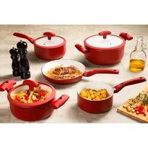 Conjunto de Panelas Indução 5 Peças Vermelho - Hércules