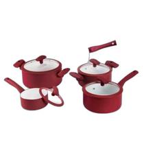 Conjunto de Panelas Inducao 5 Pecas Vermelho - Hercules Conjunto de Panelas Inducao 5 Pecas Vermelho - Hercules