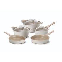 Conjunto de Panelas Indução com Revestimento Cerâmico - Bela - Neoflam - Cor Pérola - 5 Peças