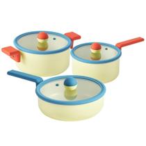 Conjunto de Panelas Indução com Revestimento Cerâmico - Danish - Neoflam - Cor Amarelo - 3 Peças