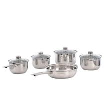 Conjunto de Panelas Inox com Tampa de Vidro 5 Peças