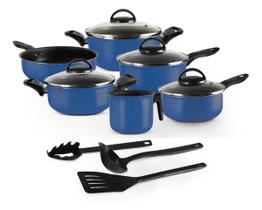 Conjunto De Panelas Kit 09 Peças Azul Com Tampa De Vidro Conjunto De Panelas Kit 09 Peças Azul Com Tampa De Vidro