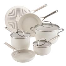 Conjunto de Panelas KitchenAid em Alumínio Anodizado Duro com Revestimento Cerâmico, 9 Peças, Branco Conjunto de Panelas KitchenAid em Alumínio Anodizado Duro com Revestimento Cerâmico, 9 Peças, Branco