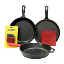 Conjunto de panelas Lodge L6SPA41 em ferro fundido, 7 peças, preto Conjunto de panelas Lodge L6SPA41 em ferro fundido, 7 peças, preto