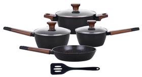 Conjunto de Panelas Mármol Black Studio Cook em Alumínio com Revestimento Cerâmico e Fundo Triplo Indução 5 Peças - Mimo Style Conjunto de Panelas Mármol Black Studio Cook em Alumínio com Revestimento Cerâmico e Fundo Triplo Indução 5 Peças - Mimo Style