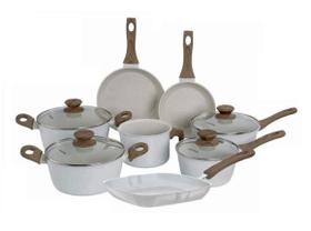 Conjunto de Panelas Mármol Cook em Alumínio com Revestimento Cerâmico e Fundo Triplo Indução 8 Peças - Mimo Style Conjunto de Panelas Mármol Cook em Alumínio com Revestimento Cerâmico e Fundo Triplo Indução 8 Peças - Mimo Style