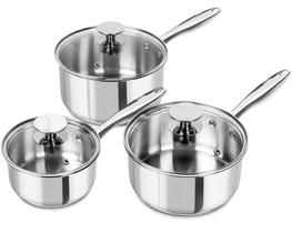 Conjunto de panelas MICHELANGELO em aço inoxidável 1L, 2L e 3L de indução Conjunto de panelas MICHELANGELO em aço inoxidável 1L, 2L e 3L de indução