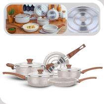 Conjunto de Panelas MTA 5 Peça Vanilla Tampa de Vidro Antiaderente Cerâmico