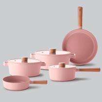 Conjunto De Panelas Neoflam Rosa Aluminio Indução Conjunto De Panelas Neoflam Rosa Aluminio Indução