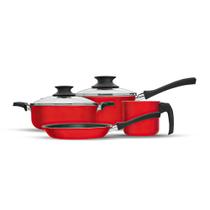 Conjunto de Panelas Nigro 4 peças Home Cook Antiaderente - Vermelho