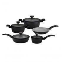 Conjunto De Panelas Noir 5 Peças Em Cerâmica De Indução Kenya Preto Conjunto De Panelas Noir 5 Peças Em Cerâmica De Indução Kenya Preto