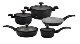 Conjunto de Panelas Noir 5 Peças em Cerâmica de Indução Kenya Preto Conjunto de Panelas Noir 5 Peças em Cerâmica de Indução Kenya Preto