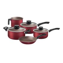 Conjunto de Panelas Paris 5 Peças em Alumínio Antiaderente Vermelho - Tramontina 28599701 Conjunto de Panelas Paris 5 Peças em Alumínio Antiaderente Vermelho - Tramontina 28599701