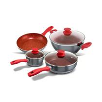 Conjunto de Panelas Philco PKT407 4 Peças Cinza/Vermelho