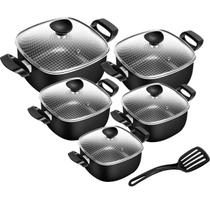 Conjunto de Panelas Quadrada Caçarola 5 Peças Antiaderente Preto/Coat - Patolux Conjunto de Panelas Quadrada Caçarola 5 Peças Antiaderente Preto/Coat - Patolux