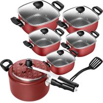 Conjunto De Panelas Quadradas Com Panela de Pressão Antiaderente 6 Peças Patolux