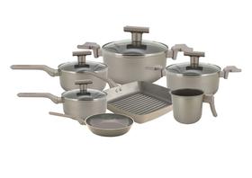 Conjunto De Panelas Sartin Champanhe 7 Peças Cerâmica Mimo Style