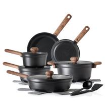 Conjunto de Panelas SENSARTE 17 peças Preto Fosco Antiaderente Conjunto de Panelas SENSARTE 17 peças Preto Fosco Antiaderente