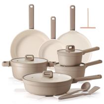 Conjunto de Panelas SENSARTE 20 Peças Antiaderente Cerâmica Taupe Conjunto de Panelas SENSARTE 20 Peças Antiaderente Cerâmica Taupe