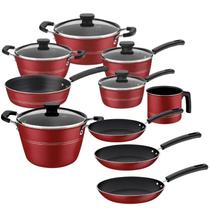 Conjunto de panelas sicilia 10 peças com antiaderente starflon excellent vermelho - Tramontina