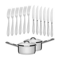 Conjunto De Panelas Solar 16cm 1,4l Com 48 Talheres De Mesa Laguna Tramontina