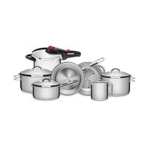 Conjunto De Panelas Solar Inox Fundo Triplo 6 Peças E Panela De Pressão 6L Solar - Tramontina