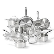 Conjunto de Panelas T-Fal Gourmet 15 Peças em Aço Inoxidável