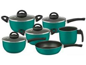 Conjunto de panelas verde 06 peças Antiaderente