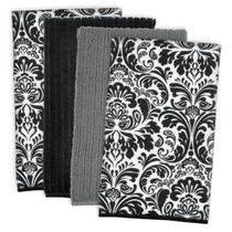 Conjunto de Pano de Prato DII Multiuso em Microfibra Preto Damask Conjunto de Pano de Prato DII Multiuso em Microfibra Preto Damask