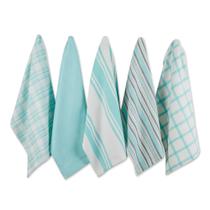 Conjunto de panos de cozinha DII Assorted Woven Aqua 5 peças Conjunto de panos de cozinha DII Assorted Woven Aqua 5 peças