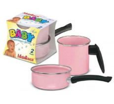 Conjunto de Papeiro e Leiteira Esmaltado Metallouça Rosa Conjunto de Papeiro e Leiteira Esmaltado Metallouça Rosa