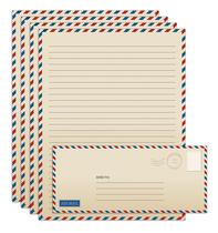 Conjunto de papéis de papelaria Better Office Vintage Airmail 100 unidades Conjunto de papéis de papelaria Better Office Vintage Airmail 100 unidades