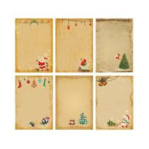 Conjunto De Papéis E Envelopes Vintage De Natal Com Desenhos De Papai Noel E Boneco De Neve, 6 Conjunto De Papéis E Envelopes Vintage De Natal Com Desenhos De Papai Noel E Boneco De Neve, 6