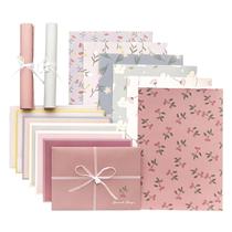 Conjunto de Papel de Carta e Envelopes 72 Peças com Estampa Floral