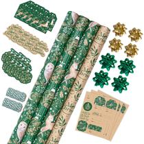 Conjunto de papel de embrulho de Natal RUSPEPA Jumbo Roll com acessórios
