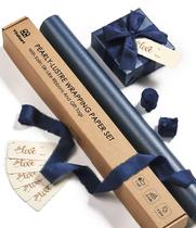 Conjunto de papel de embrulho Vitalizart Blue Pearly-Lustre 5m com fita