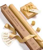 Conjunto de papel de embrulho Vitalizart Gold Pearly-Lustre 5m com fita Conjunto de papel de embrulho Vitalizart Gold Pearly-Lustre 5m com fita