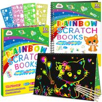 Conjunto de Papel para Desenho Scratch Art Rainbow ZMLM - Pacote com 2