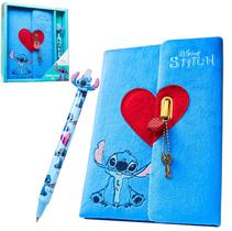 Conjunto de Papelaria Disney Stitch A5 - Caderno e Diário com Chave