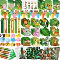 Conjunto de papelaria escolar BenLouis Jungle Safari 120 unidades para crianças