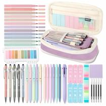 Conjunto de papelaria GUGUKUKU 56 peças com canetas, lápis e marca-textos Conjunto de papelaria GUGUKUKU 56 peças com canetas, lápis e marca-textos