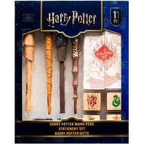 Conjunto de papelaria Harry Potter 4 Wand Pens Marauders Map Stamp